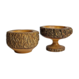 Set of two vacuum pockets made of ash wood turned