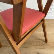 Vintage armchair from the 50s/60s – wood & red faux leather – Scandinavian style