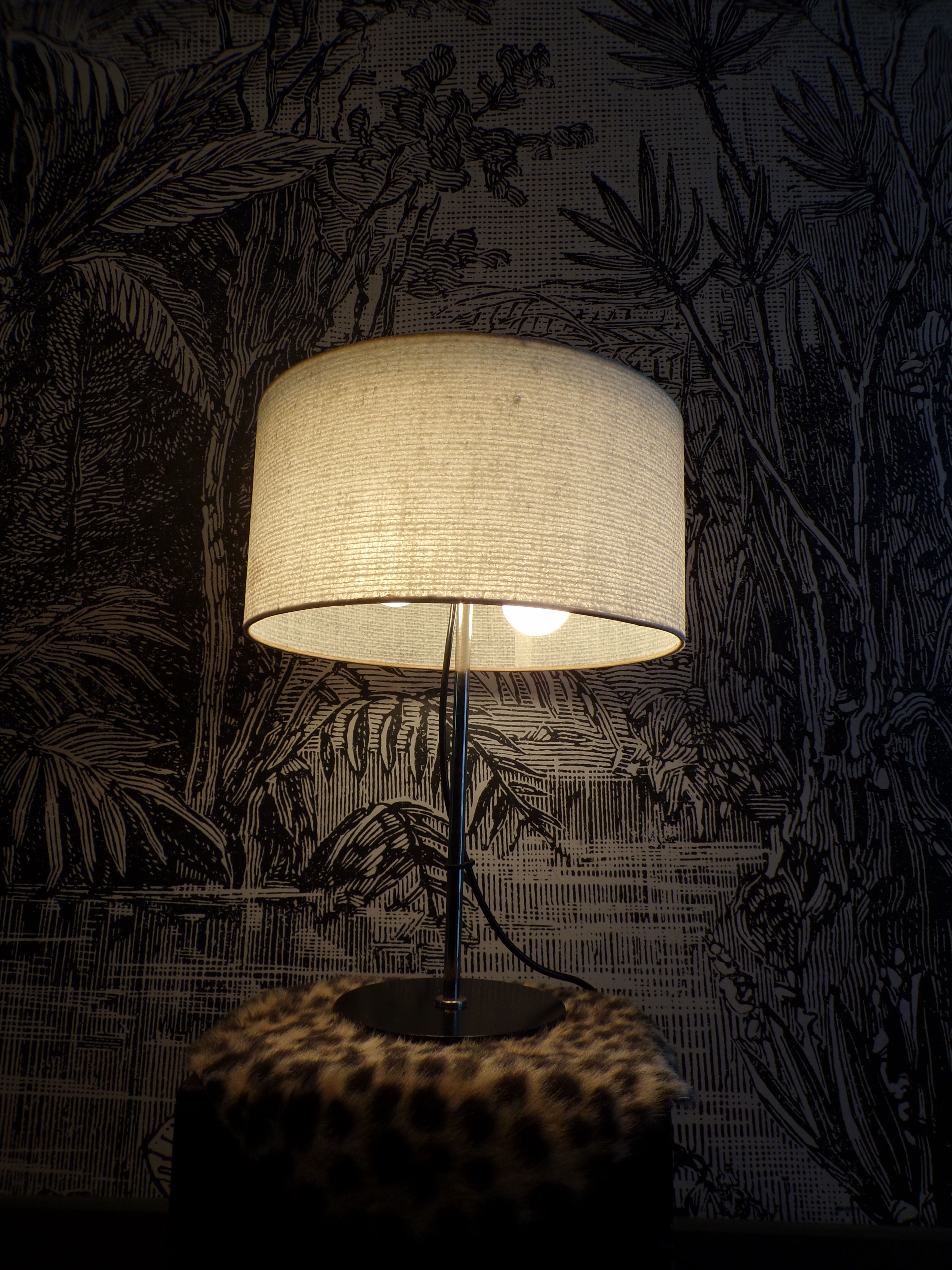 Table lamp 1970 with fiber shade