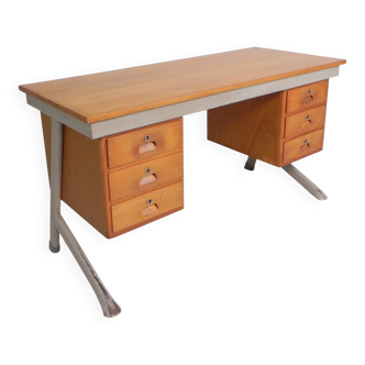 Industrial desk with 2 drawer units, 1960s.