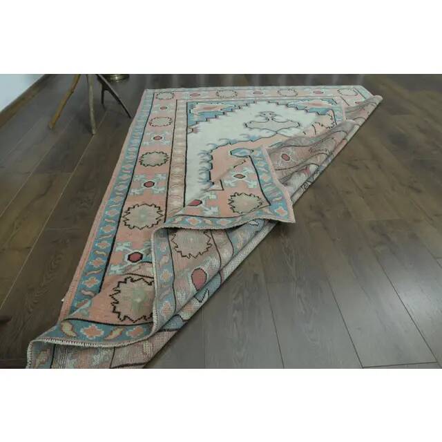 1970s Vintage Turkish Oushak Handmade Wool Cotton Orange Area Rug 160x227