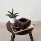 Vintage brutalist ashtray in carved wood
