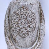 ceramic candle holder with crowned head signed P