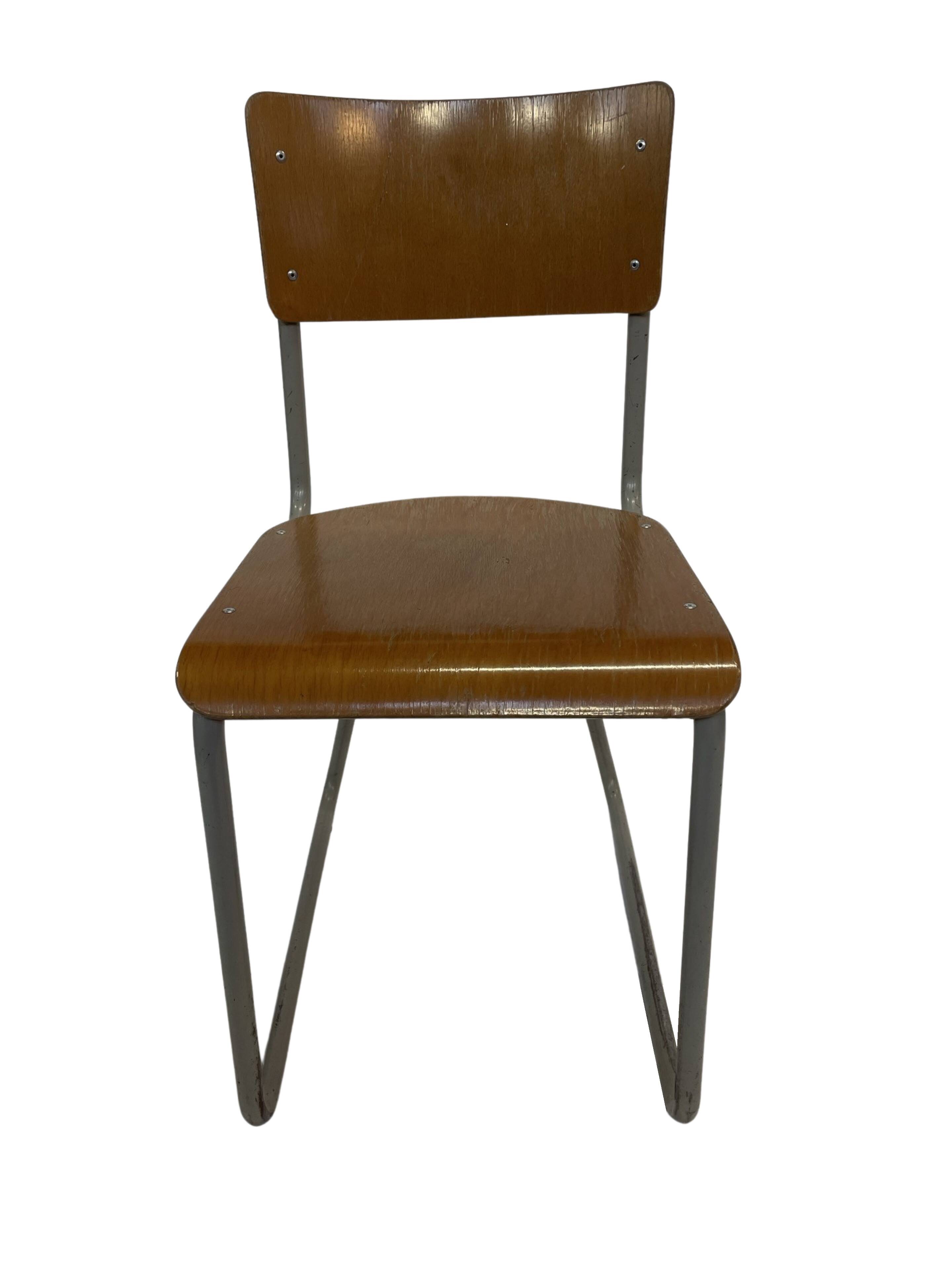 Vintage school chair 1960s minimalist design wood and metal