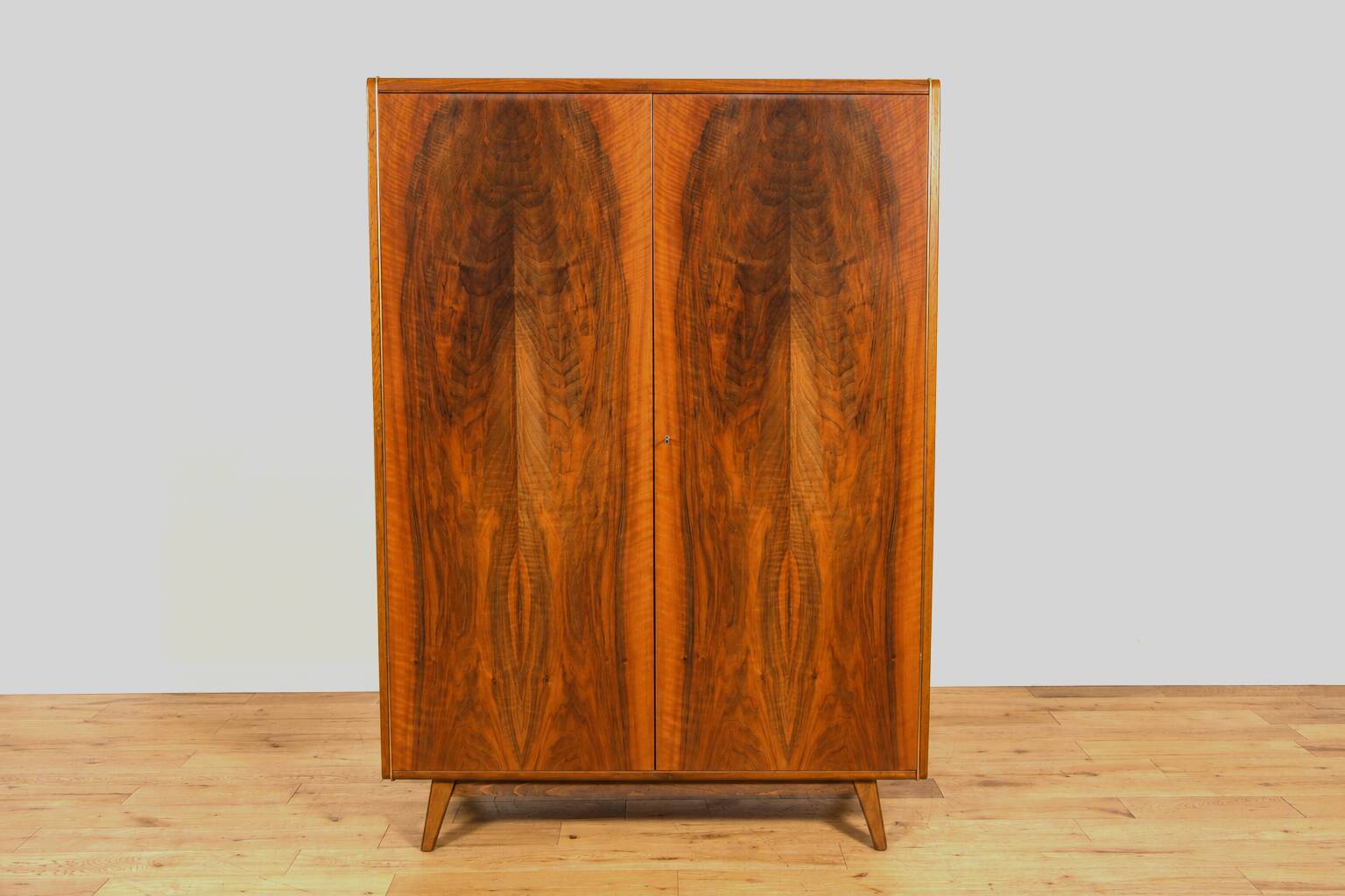 Mid-Century Walnut Wardrobe Designed by Bohumil Landsman for Jitona Soběslav, Czechoslovakia, 1960s
