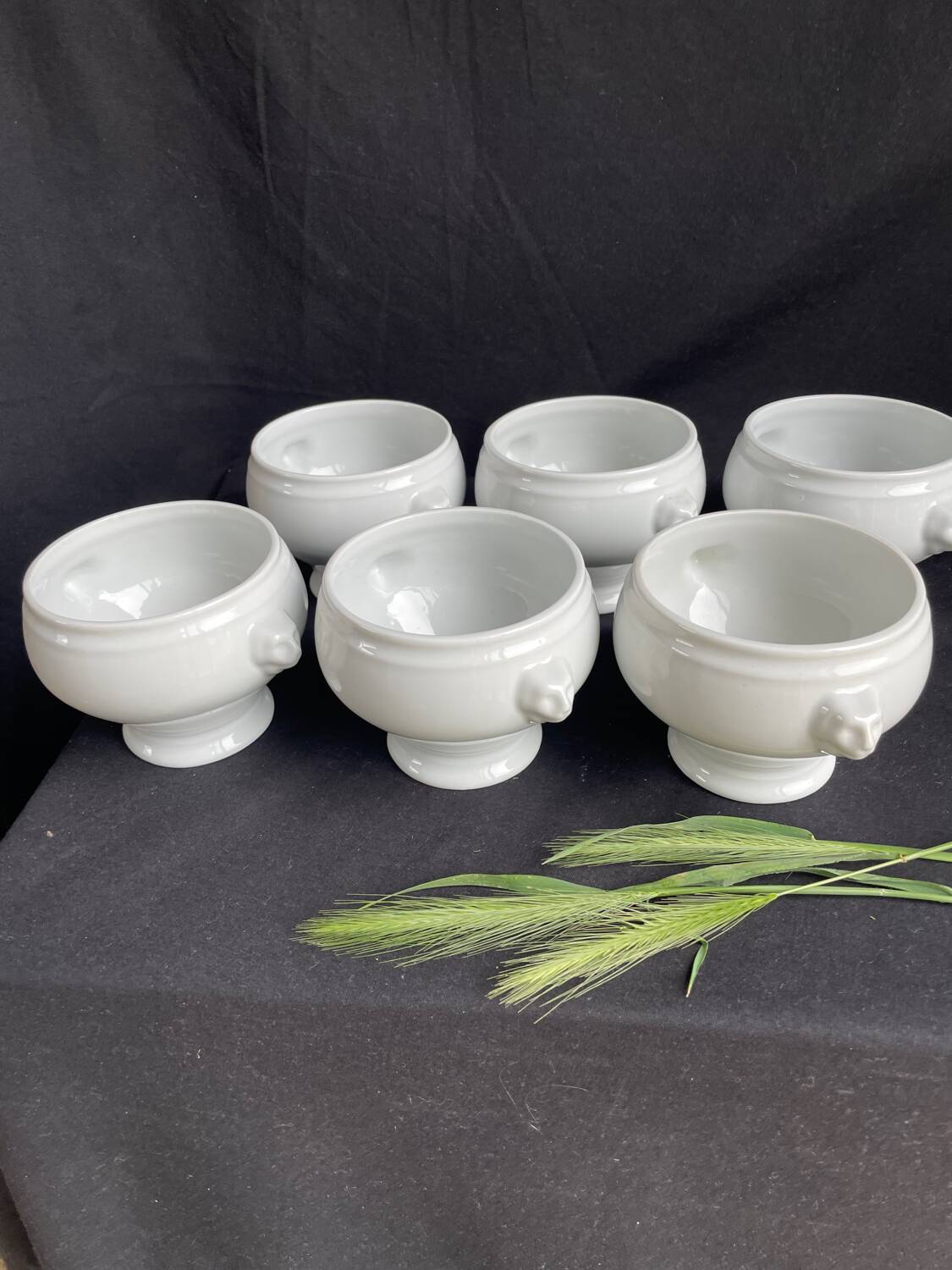 6 porcelain lion head soup bowls