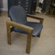 Leather and beech armchair Vintage 1970