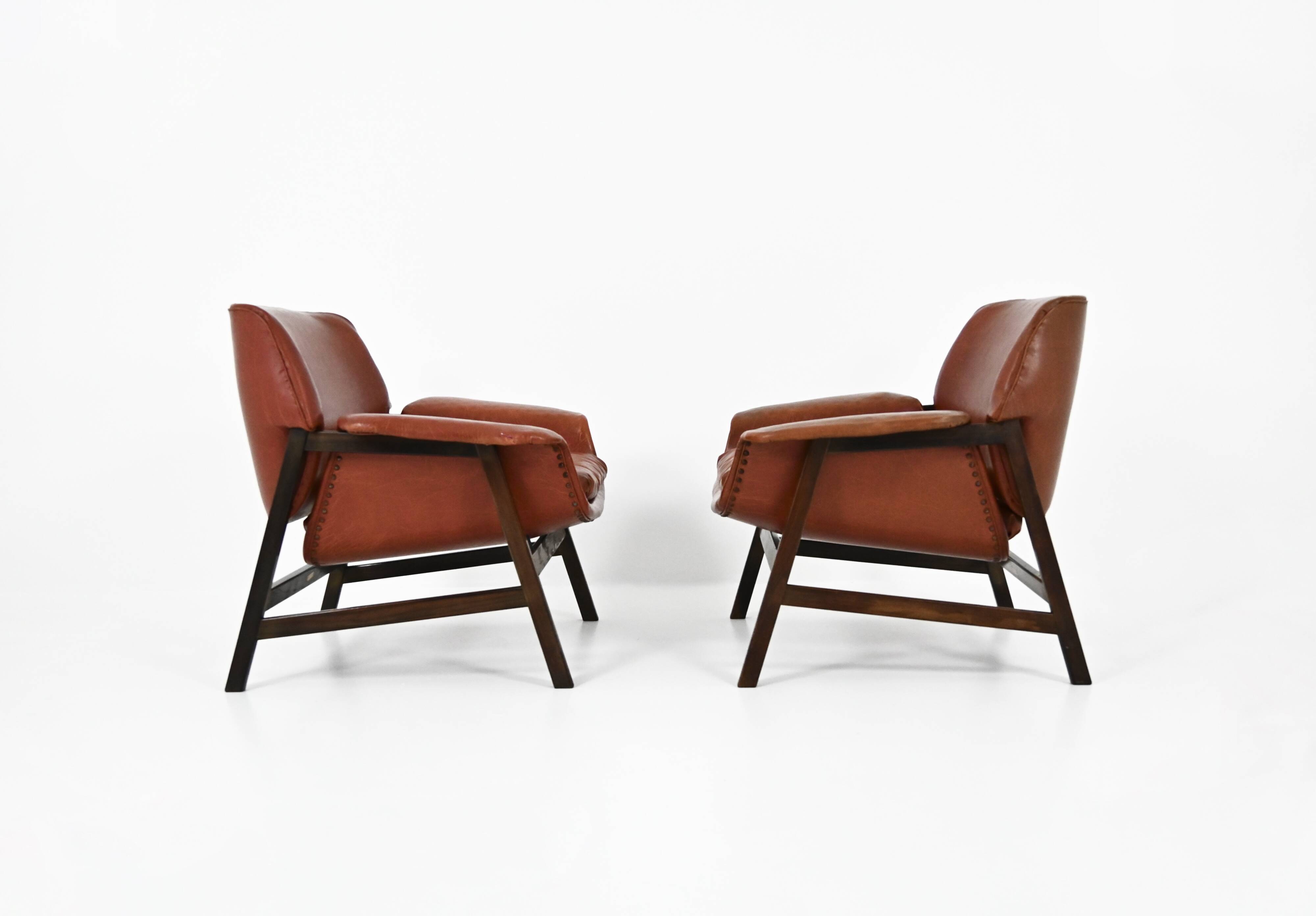 Set of 2 “849” Armchairs by Gianfranco Frattini for Cassina, 1950s