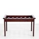 Footstool in solid wenge wood with black leather cushion, 1960
