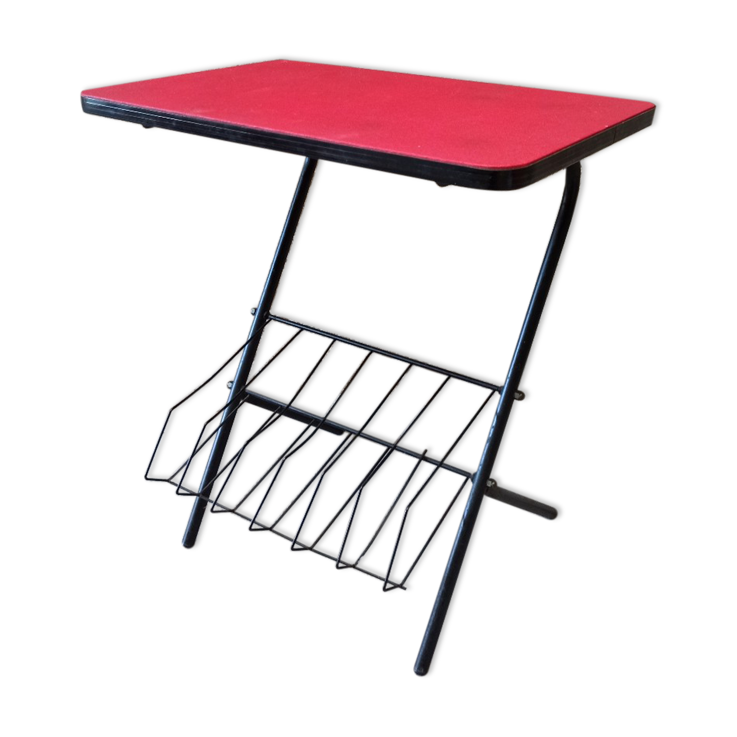 Table porte revue 1950 rouge et noire
