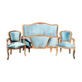 Louis XV-style basket bed and 2 convertible armchairs