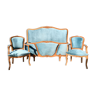 Louis XV-style basket bed and 2 convertible armchairs