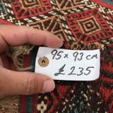 Antique Turkish Kilim Rug shabby vintage old wool country home Kelim 95x93cm