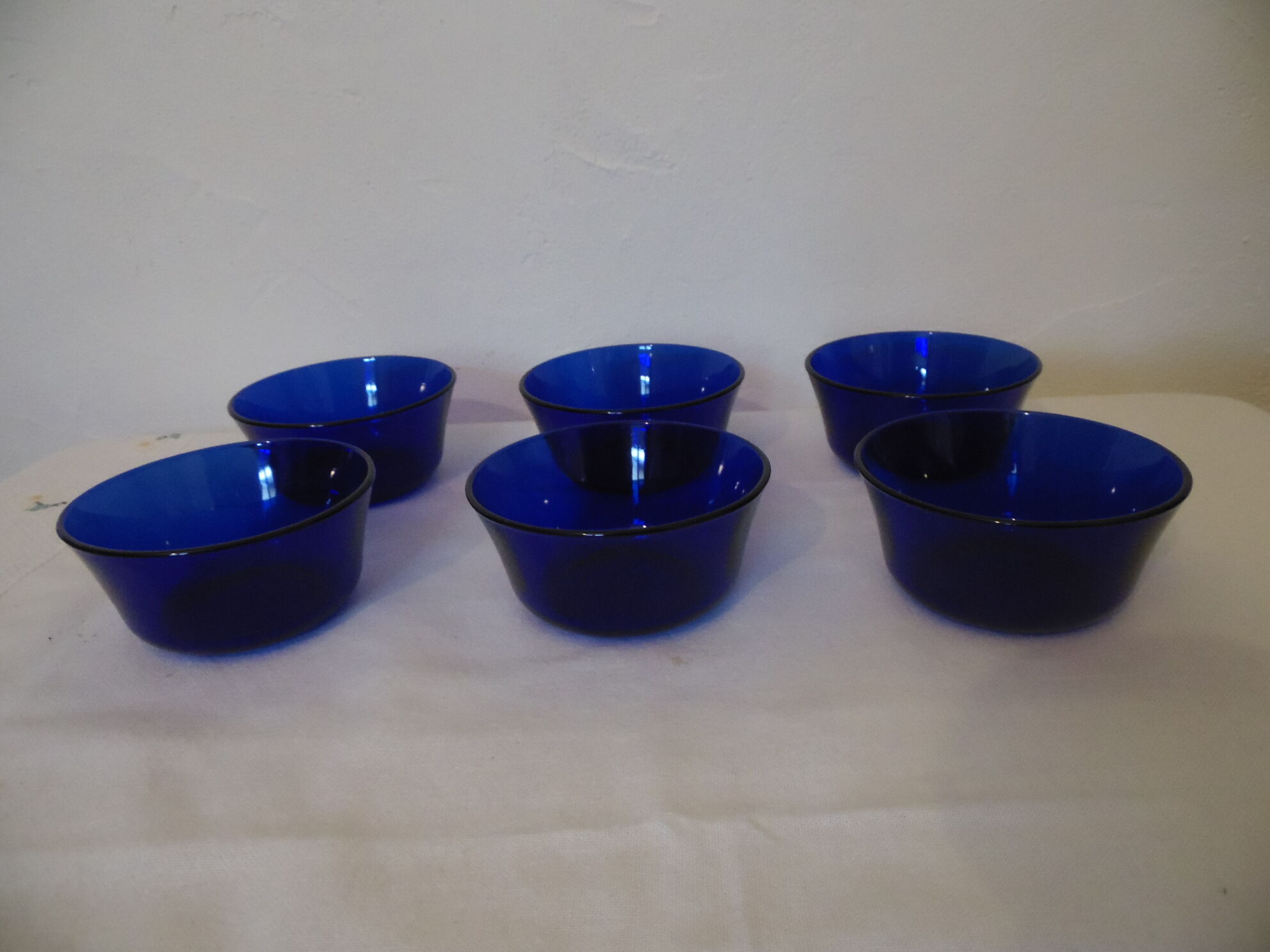 6 duralex cobalt blue glass ramekins