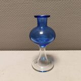 Vase with trumpet-shaped foot, in translucent and blue glass, model Lagune, 1974.