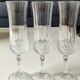Lot 5 Flûtes Champagne/Cristal d Arques/Mod. Longchamp. Pointes diamant