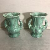 Pair De Vase Old SG KERAMIK - Anse Ceramics Green Coulure - Vintage Grey