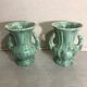 Paire de vase ancien Sg Keramik anse céramique coulure verte & grise vintage