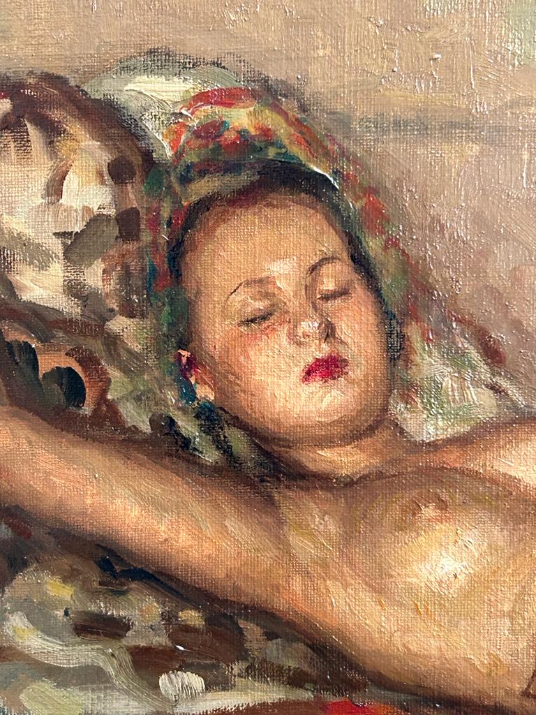 Fernand Majorel ( 1898-1965) Young asleep - oil on canvas orientalist