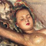 Fernand Majorel ( 1898-1965) Young asleep - oil on canvas orientalist