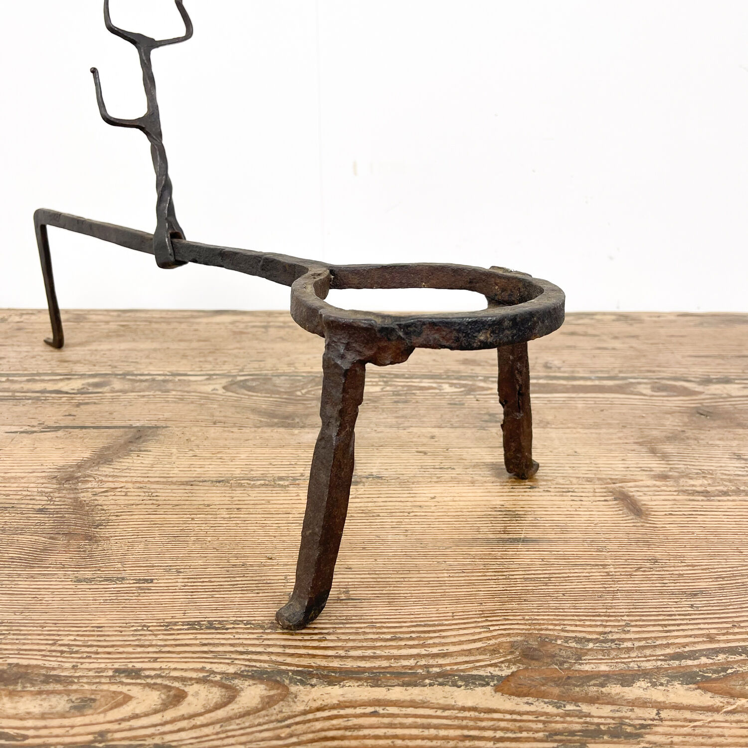 Antique wrought iron fire place pan trivet 18th century