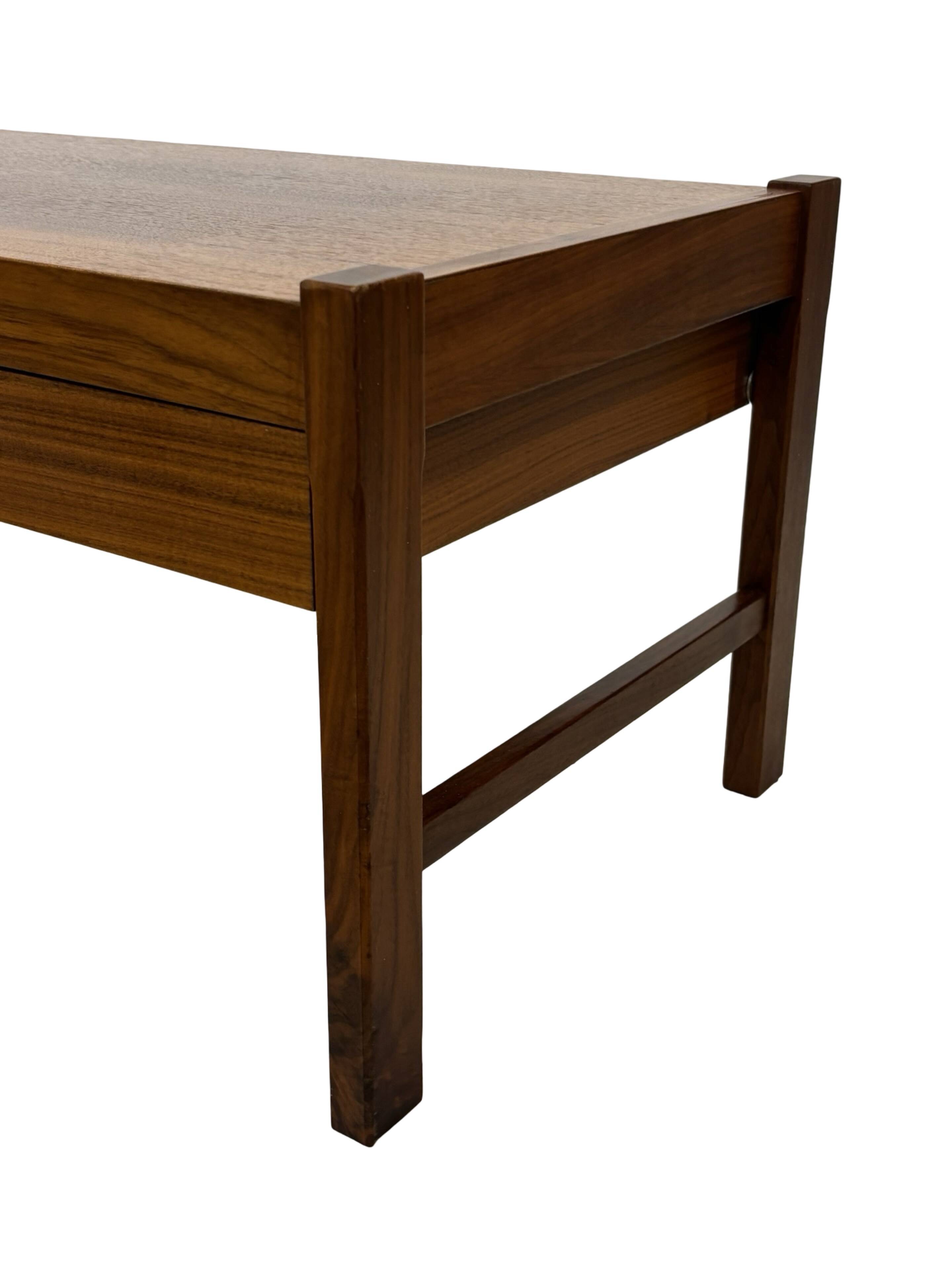 Vintage low sideboard with drawers 70's walnut veneer design