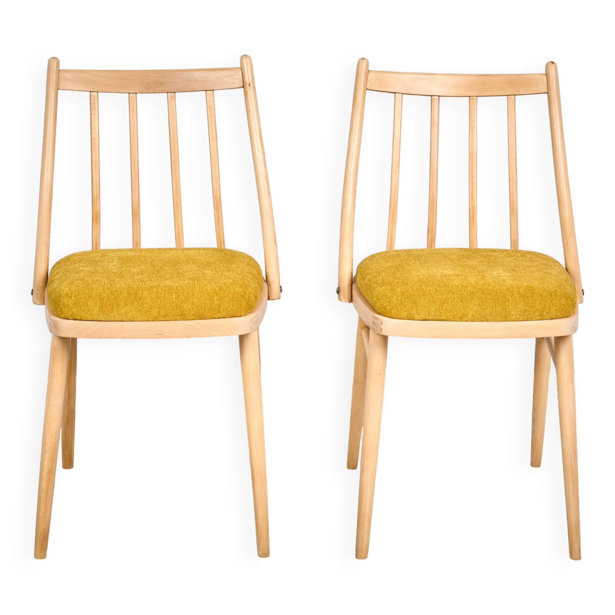 Ensemble de deux chaises vintage, Tchécoslovaquie, années 1960.