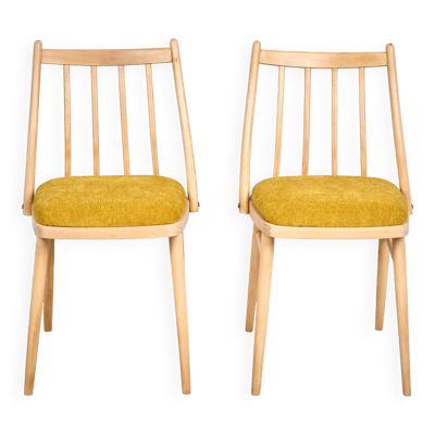 Ensemble de deux chaises vintage, Tchécoslovaquie, années 1960.