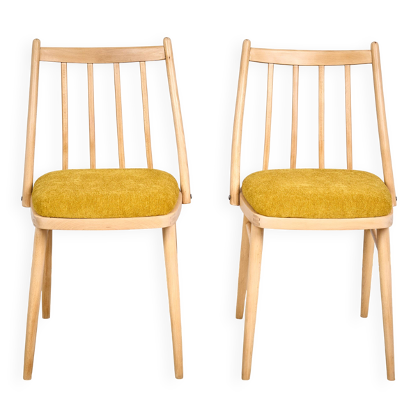 Ensemble de deux chaises vintage, Tchécoslovaquie, années 1960.