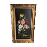 Oil on canvas painting of flowers