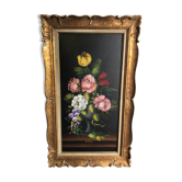 Huile sur toile tableau de fleurs
