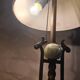 large bronze lamp from 1940 to 1950, glass globes 60x24, electrical in working order with pull switch