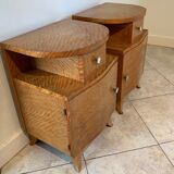 Pair of art deco bedsides in lemon tree magnifying glass