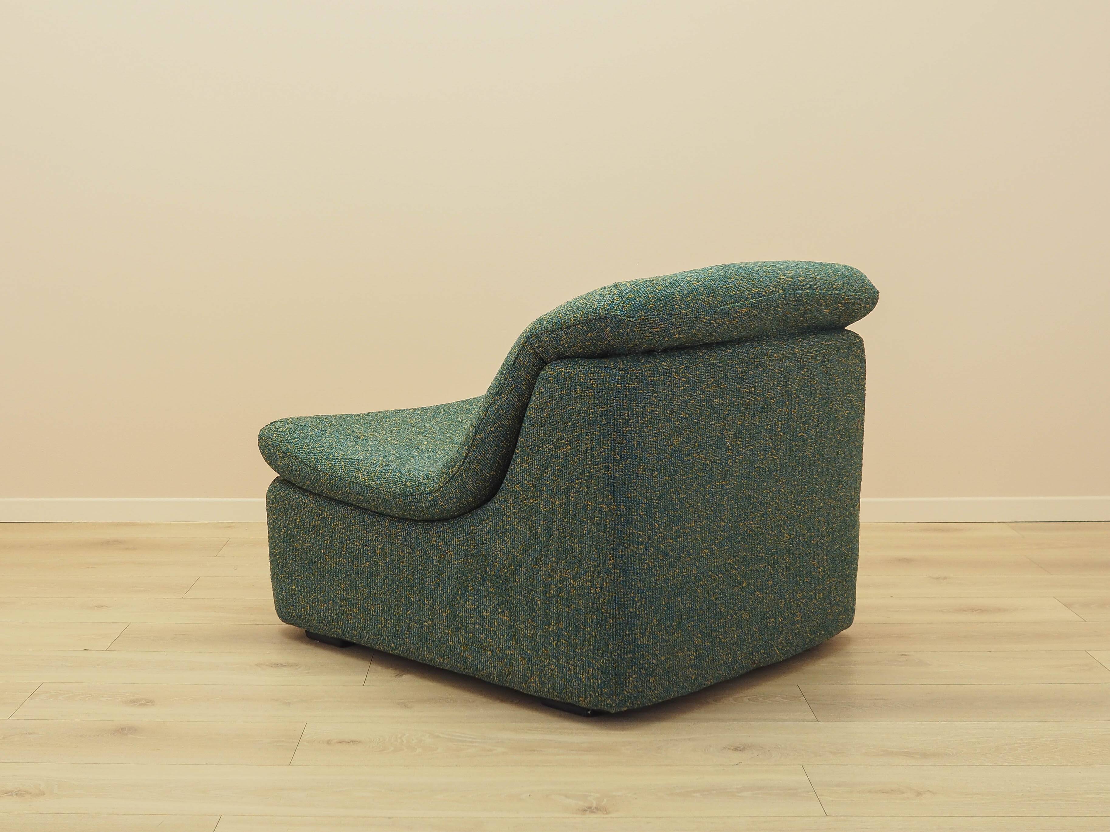Green armchair, Italian design, 1970s, made in Italy