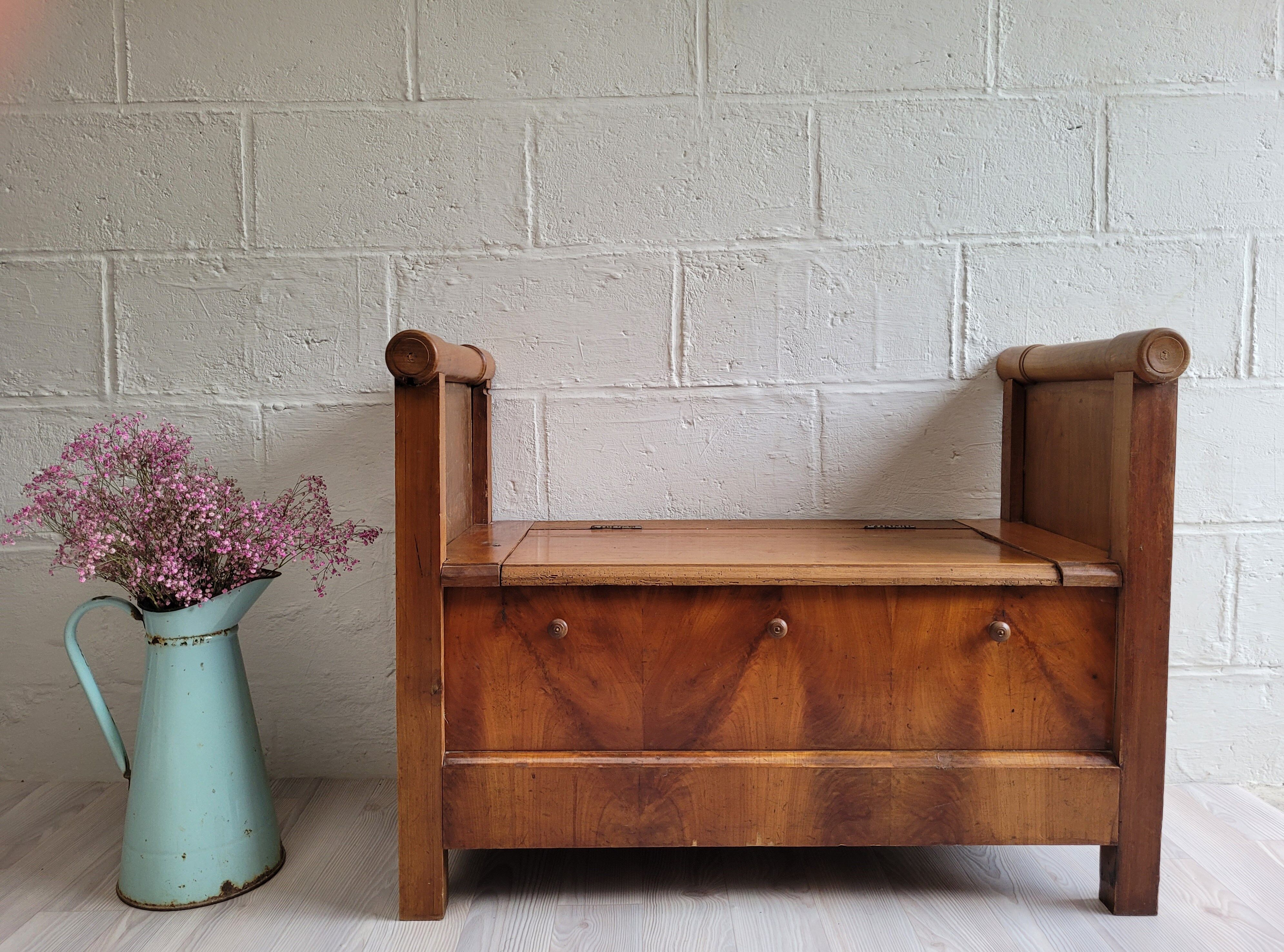 Antique wooden chest bench