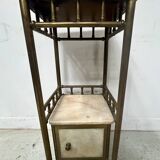 Art Deco bedside table in brass and veined marble, 20th century