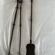 Large fireplace tongs and shovel from the 19th century.