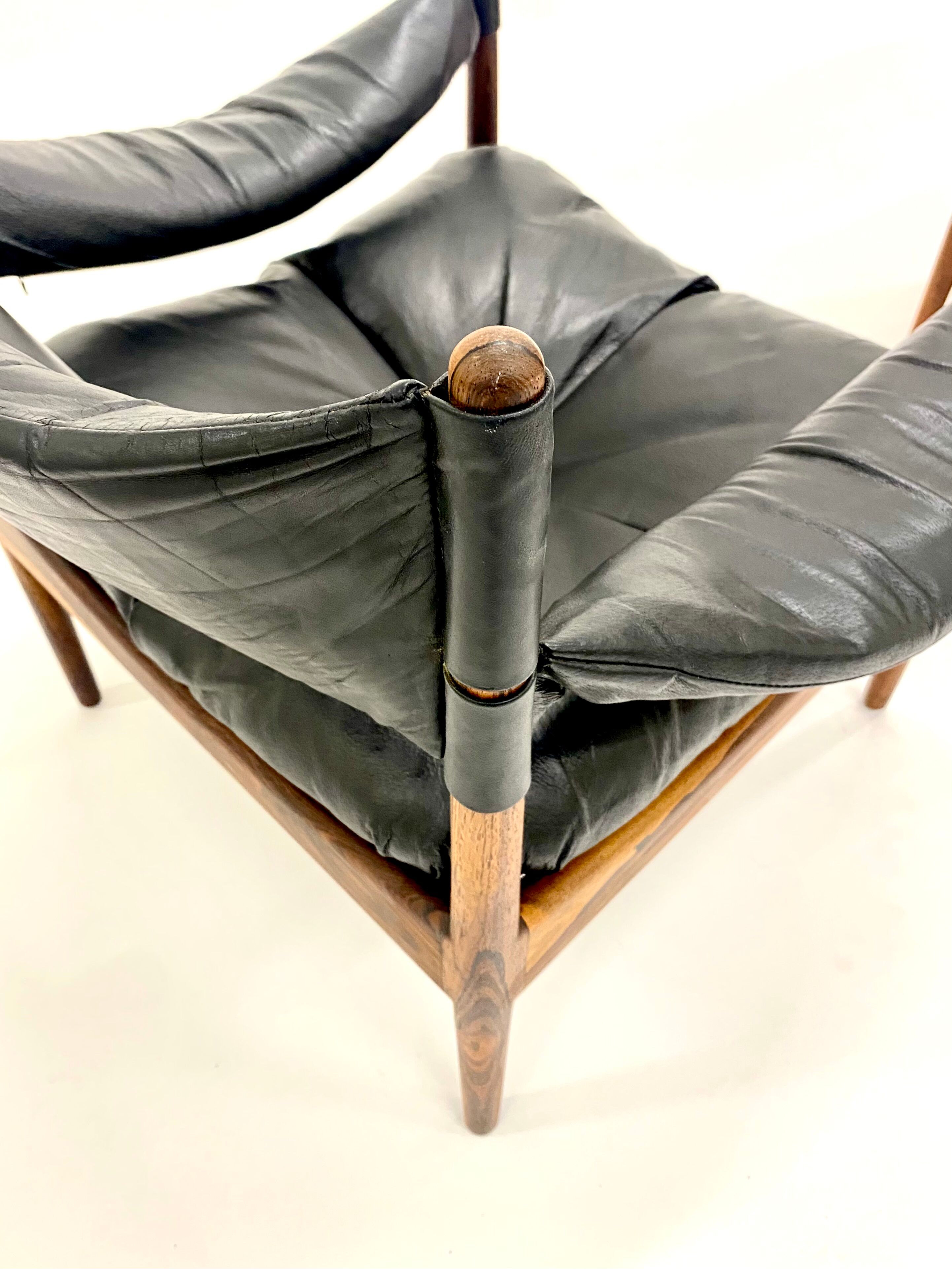 Pair of Modus armchairs in rosewood and leather, Kristian Solmer Vedel for Soren Willadsen 1960