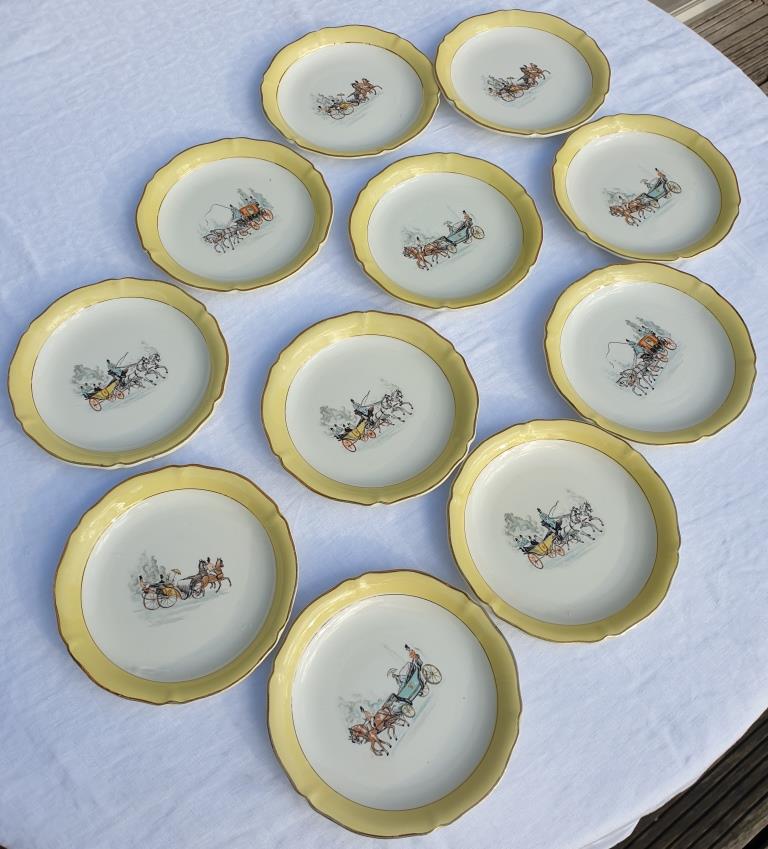 Series 11 plates stagecoach Céranord St Amand vintage 1960