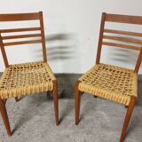 Vibo chairs in oak and rope 1950 set of 2