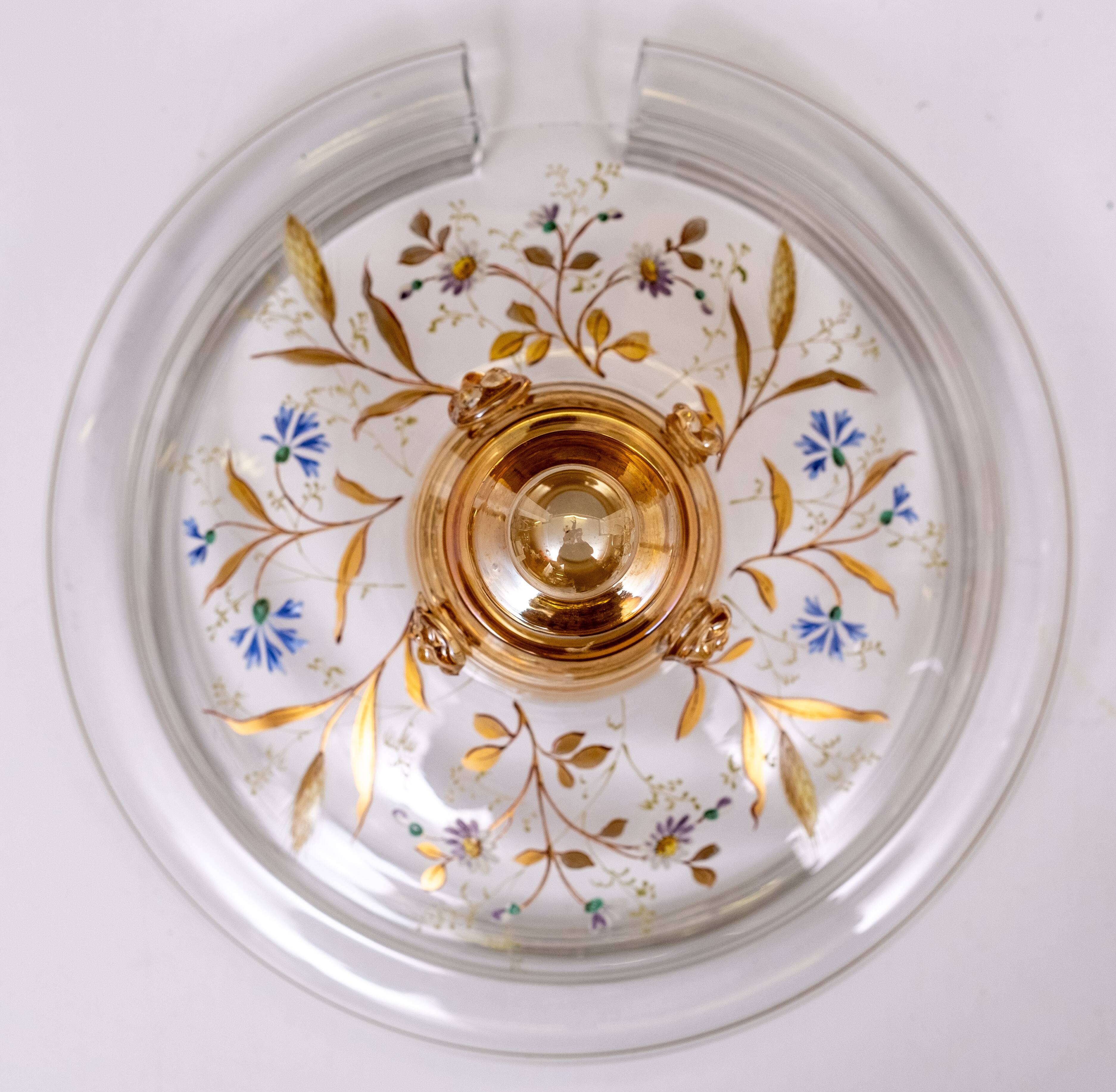 Stunning Antique Enameled Glass serving set for fruit, dessert or punch. 1880