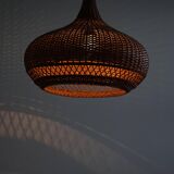 Vintage Danish mid-century rattan pendant light, made in the 1960s.