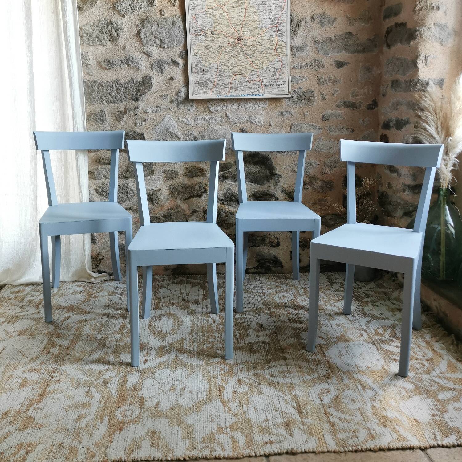 4 Blue Luterma Bistro Chairs