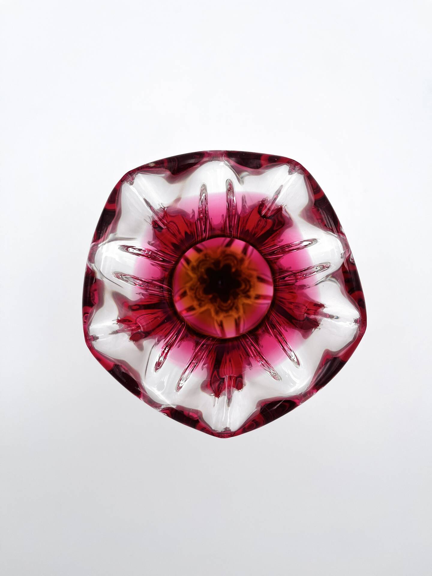 Organic Art Vase Josef Hospodka - Sommerso Ruby/Mandarin