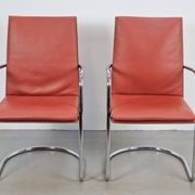 Mizar Chairs in Red Leather by Mateo Grassi, Italy, 1980s, Set of 2