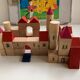 Fortified castle made of wooden cubes