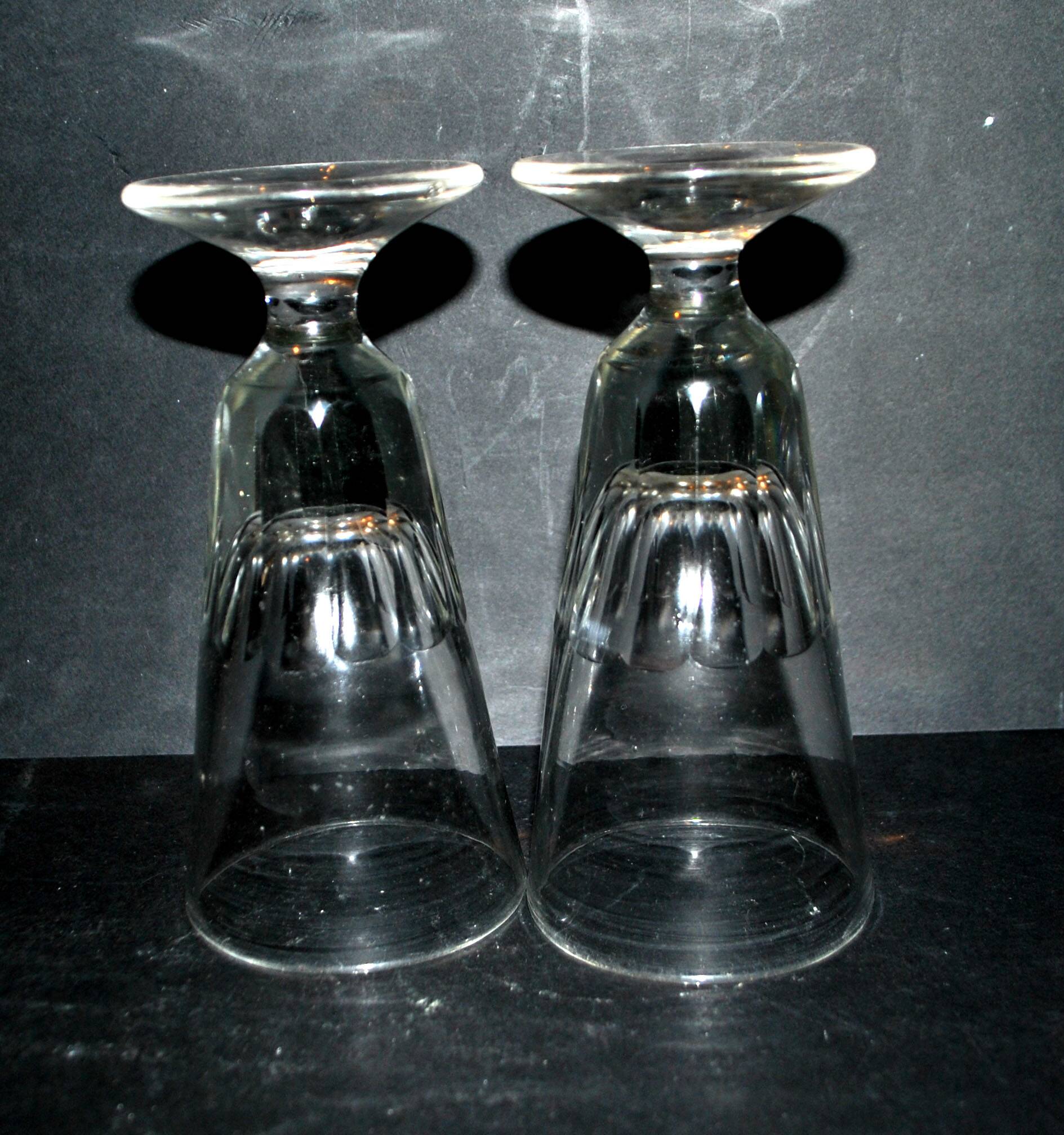Antique Mazagran Bistro coffee glasses from 1900 in thick, cut blown glass