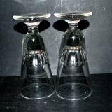 Verres à café de Bistrot Mazagran ancien 1900 en verre soufflé épais et taillé