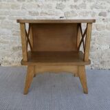 Light wood bedside table with crossbars, around 1960.