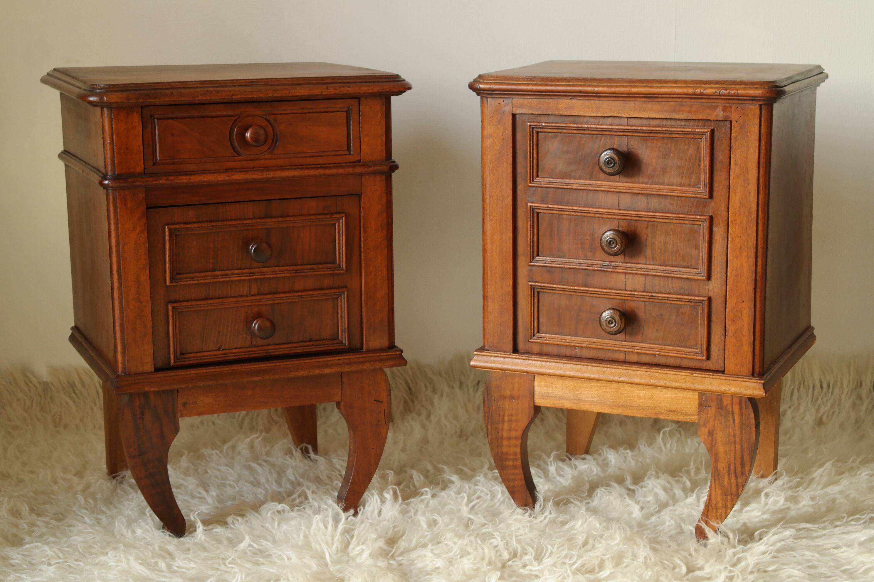 Pair of old walnut bedsides